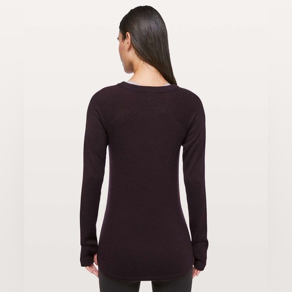 Lululemon Sit In Lotus Sweater 4 6 Small plum purple lightweight long thumb hole - Picture 5 of 11